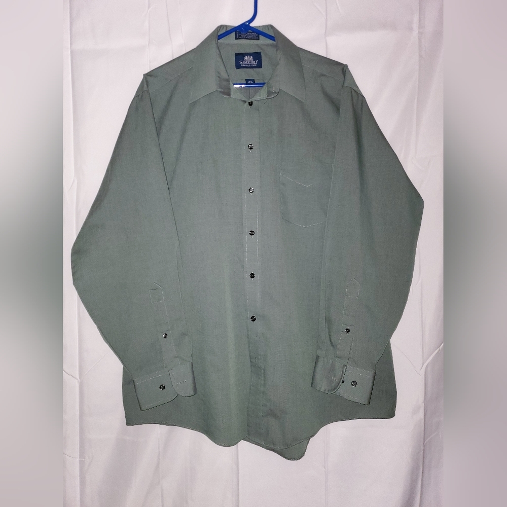 Stafford Olive Green dress shirt size 16.5 34/35